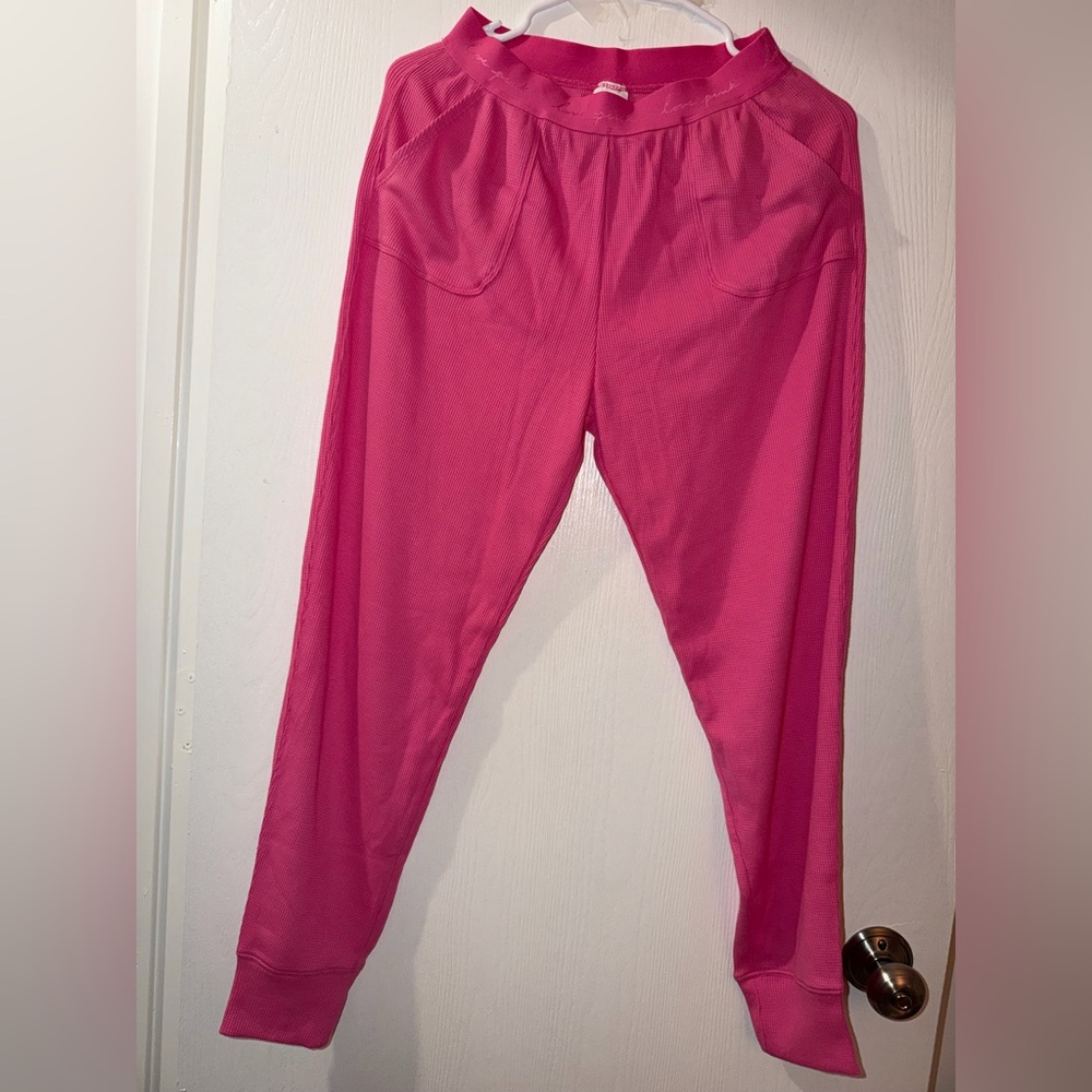PINK Victoria's Secret Hot Pink Ribbed Leggings